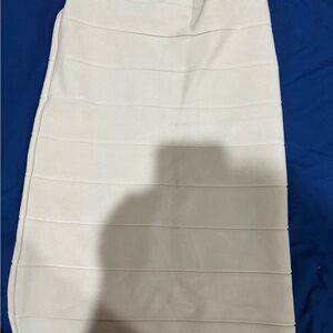 BCBGMaxAzria Cream Ribbed Pencil Midi Skirt for Work